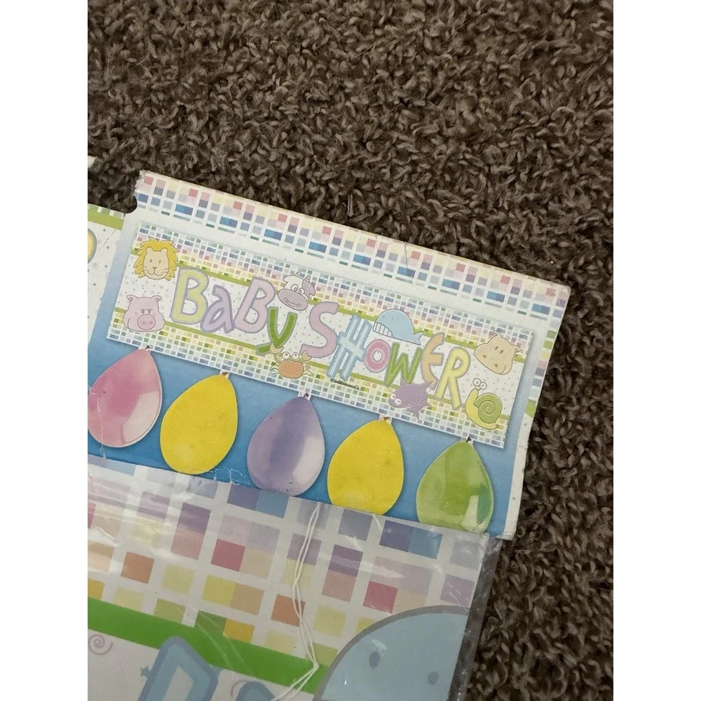 vintage baby shower balloon  banner, frame & 2 rolls of wrapping paper